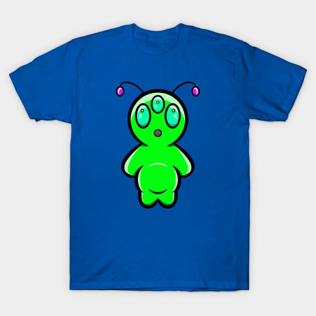 Little Green Alien T-Shirt by RD Doodles